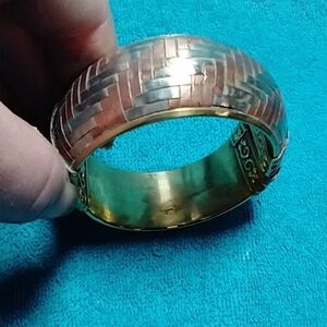 Gold brass copper silver Woven design hinged pin closure vintage Bracelet large